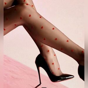 New Women's Heart Tights Transparent Black Stretch Warm Winter Leggings